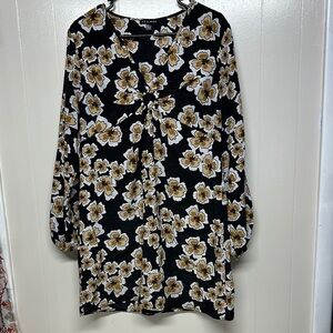 As U Wish Black and Gold Floral Mini Dress